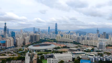 航拍广东深圳龙华区笔架山
