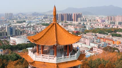 4k航拍东莞塘厦观光公园全景素材