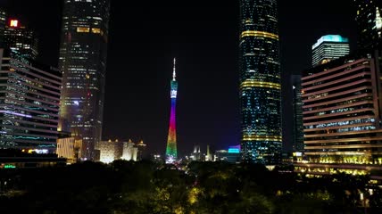 4k航拍广州夜景
