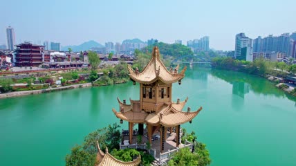 4k航拍贵州铜仁中南门景区素材