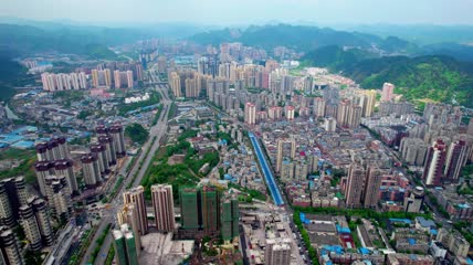 4k航拍贵州黔南州都匀新城区建设