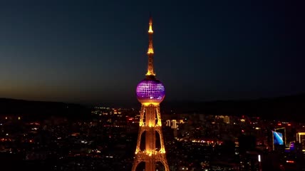 4k航拍青海西宁夜景素材