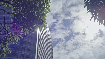 4k实拍CBD晴空建筑外墙空镜头素材