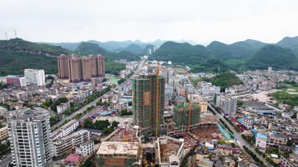 4k航拍房地产建筑体特写