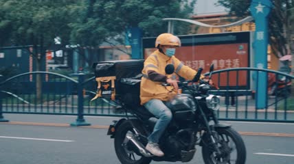 4k实拍美团外卖骑手送餐