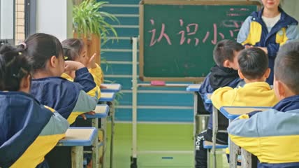 4k实拍幼儿园大班上课认识小学