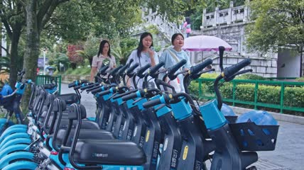 4k实拍城市共享单车