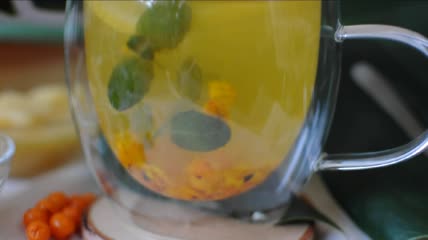 柠檬蜂蜜沙棘茶特写