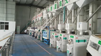 粮食现代化加工粮食加工生产线实拍4K视频