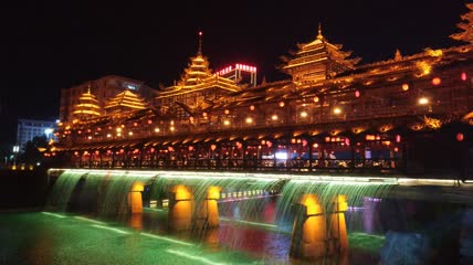 湖北省恩施州宣恩县侗族风雨桥夜景（3）