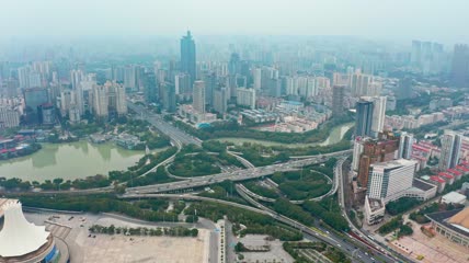 4k航拍广西南宁万象城高架桥