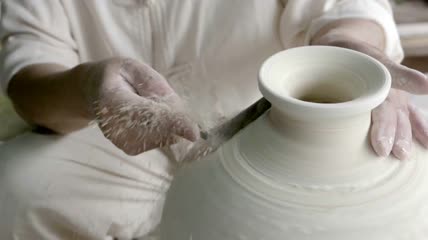 手工制作陶瓷特写