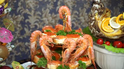 提供海鲜三明治特写