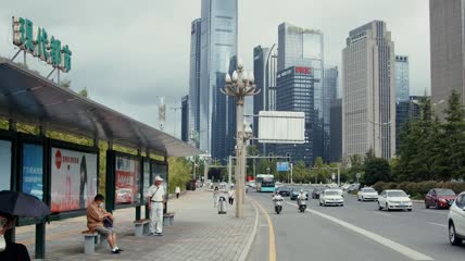 4k城市交通公交CBD建筑