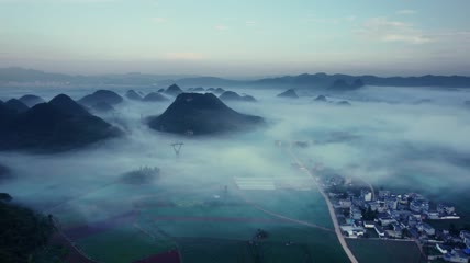 4k航拍清晨云雾（7）