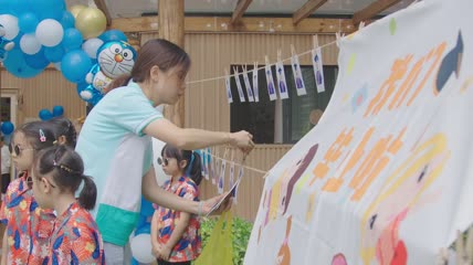 4k实拍幼儿园毕业季装饰