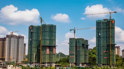 4k延时建筑房地产小区楼盘