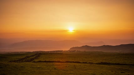 4k延时高原日落夕阳素材