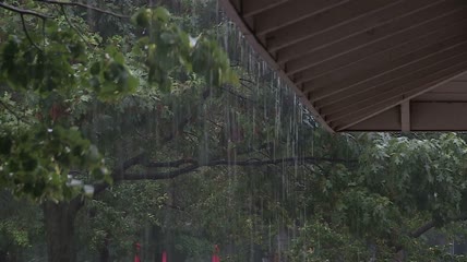 屋顶上的雨水特写