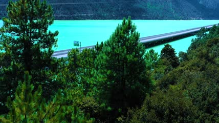 4k航拍西藏林芝尼洋河水上公路视频素材