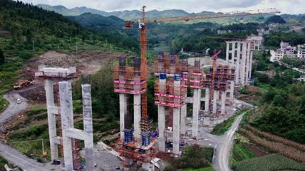 4k航拍基建桥梁桥墩