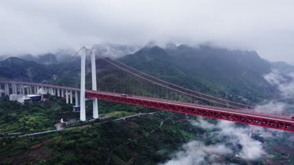 4k航拍贵州基建桥梁高速桥梁坝陵河大桥