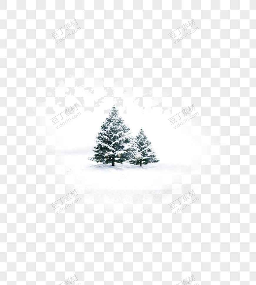 冬天雪地里的树木