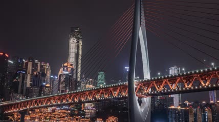 4k延时夜景重庆嘉陵江大桥