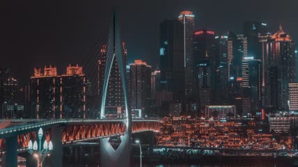 4k延时夜景重庆洪崖洞嘉陵江大桥CBD