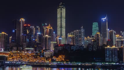4k延时重庆嘉陵江CBD夜景