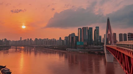 4k延时重庆嘉陵江日落夕阳