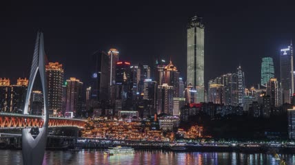 4k延时重庆夜景建筑