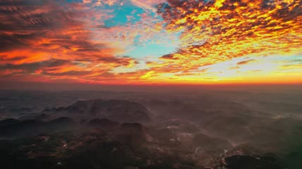 4k航拍夕阳火烧云视频素材