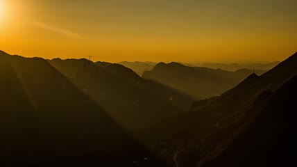 4k延时喀斯特华安高速日落夕阳