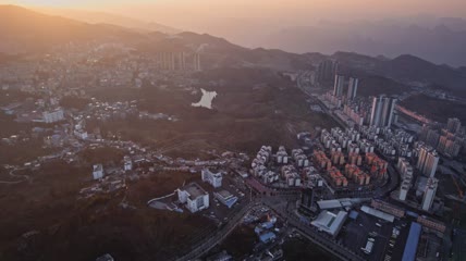 4k航拍贵州黔西南晴隆县城日落