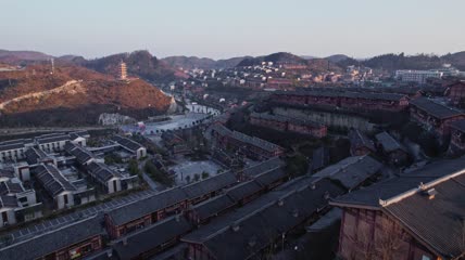 4k航拍贵州黔西南晴隆民族风情街