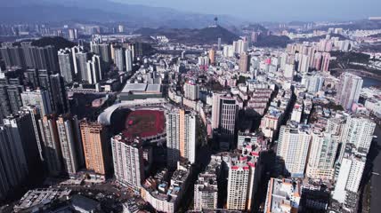 4k航拍贵州黔西南盘州体育馆