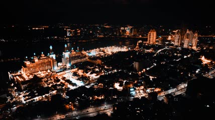 4k航拍西双版纳告庄夜景实拍