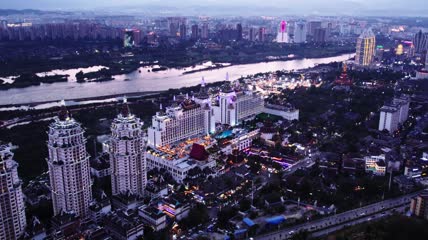 4k航拍西双版纳湄公河景兰大酒店