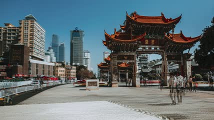 4k移动延时昆明金马碧鸡实拍