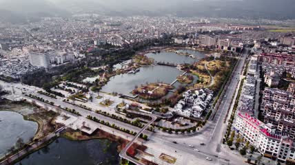 4k航拍保山市昌宁县滨河公园