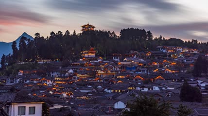 4k延时丽江古城狮子山夜景