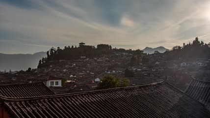4k延时丽江古城日落光影