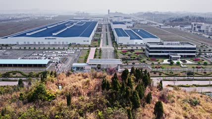 4k航拍北京现代商务车生产基地工厂