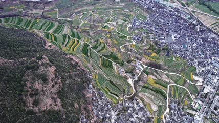 4k航拍农村螺纹田园