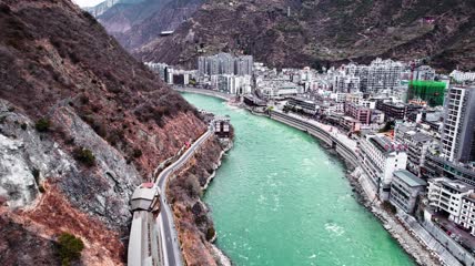 4k航拍四川泸定县飞夺泸定桥景区