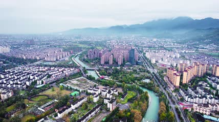 4k航拍四川都江堰全景