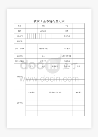 教职工基本情况登记表