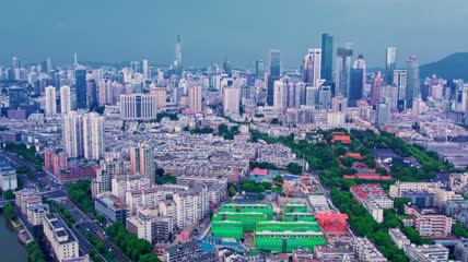 4k 航拍南京玄武区紫金大厦地标