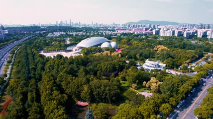4k 航拍南京科技馆南京市示范文化广场